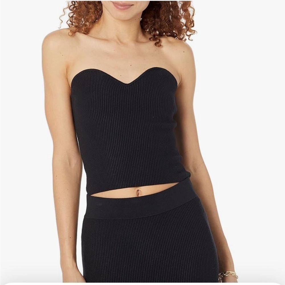 The Drop Women's Black Collette Strapless Cropped Sweater Top Size Medium NWT